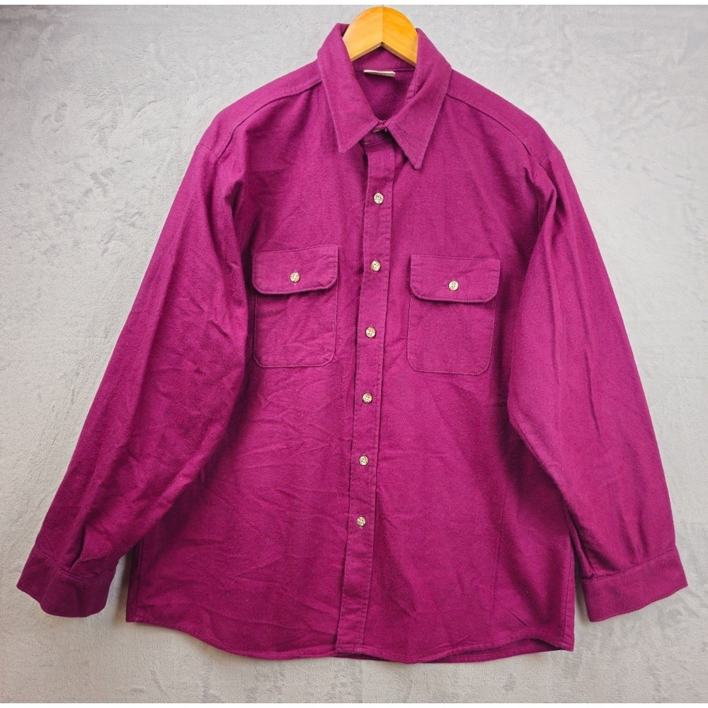 Vtg Five Brother Shirt Men XL Maroon Chamois Flannel Button Down USA Made‎ 90s